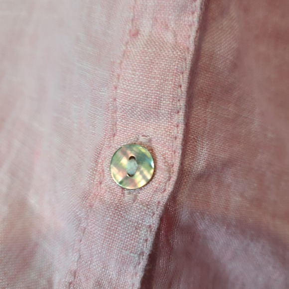 Sigrid Olsen Womens Linen Blouse Top Large Coastal Minimalist Flowy Resort Pink - Picture 3 of 5